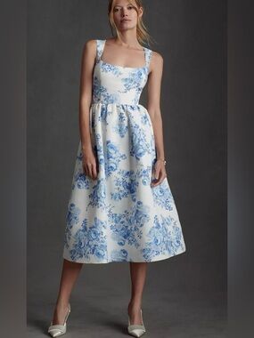 Brand new with tags Sachin&Babi Blaine taffeta square-neck midi floral dress 14